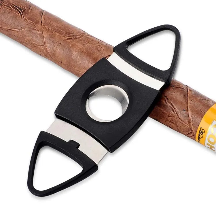 Plastic Handle Black Custom Cheap Wholesale Stainless Steel 2 Blades Cutter Cigar Scissors