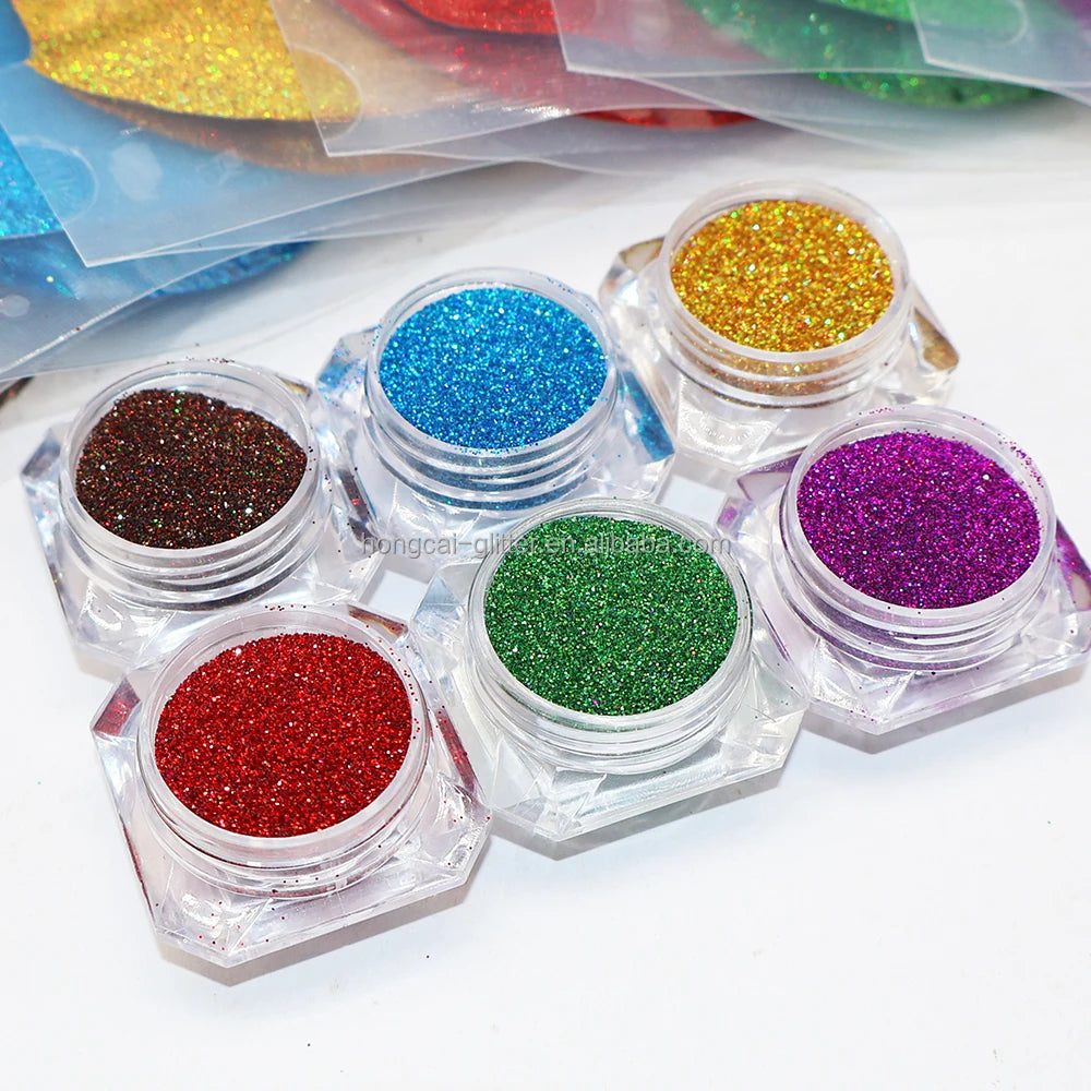 Wholesale Holographic extra Fine Glitter Powder Bulk Nail Glitter for Tumblers Christmas Decorations
