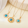 Wholesale No Fade Titanium Steel Fashion 18k Gold Plated Square Turquoise Flower Pearl Pendant Necklace