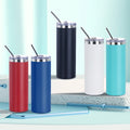 Wholesale Promotional Gifts Double Wall Powder Coated 16oz Metal Skinny Stainless Steel Tumbler With Lid