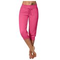 S-3XL Fashion Capris Solid Color Sports Yoga Drawstring Casual Pants Women's Sports Capris