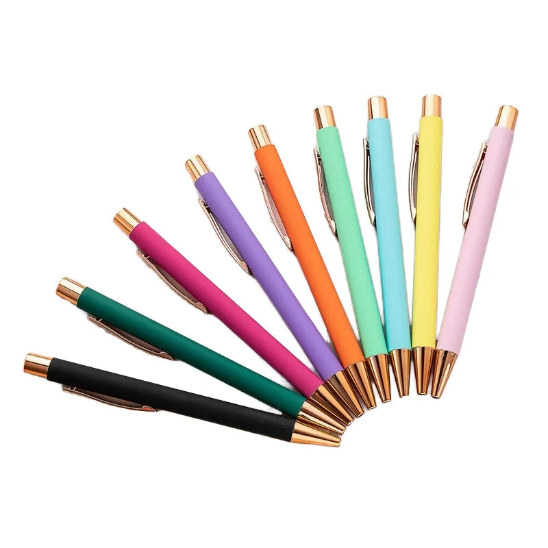 Custom Logo New Spot Aluminum Rod 1.0mm Metal Spray Ballpoint Pen Orange Body for Advertising Gifts
