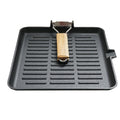 ChuiHua Factory Square Shaped Pre-Seasoned Non-Stick Cast Iron BBQ Grill Pan With Foldable Wooden Handle