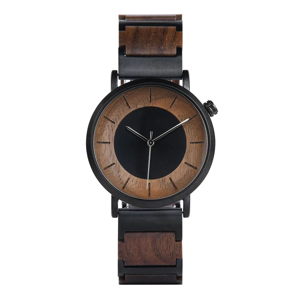 Men's Fashion Wooden Watch Handcrafted MIYOTA Timepieces Walnut Wood Case Stainless Steel Relogio Masculino Reloj Mujer Pointer MegaBDM