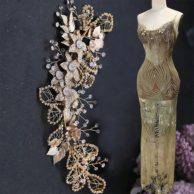 WHD-082 Latest Glass Rhinestones Crystal Flatback Rhinestones Hair Accessories Wedding Bridal Jewelry Floral Applique