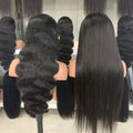 Wholesale Transparent for Front Wig 100% Virgin Human Hair Pre Plucked Peruvian Straight Long Natural Wigs for Black Women