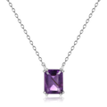 Amethyst Necklace Fancy Cut Octagon Shape Gem Stone Minimalist 3 Year Plating Last 925 Sterling Silver Jewelry Necklaces
