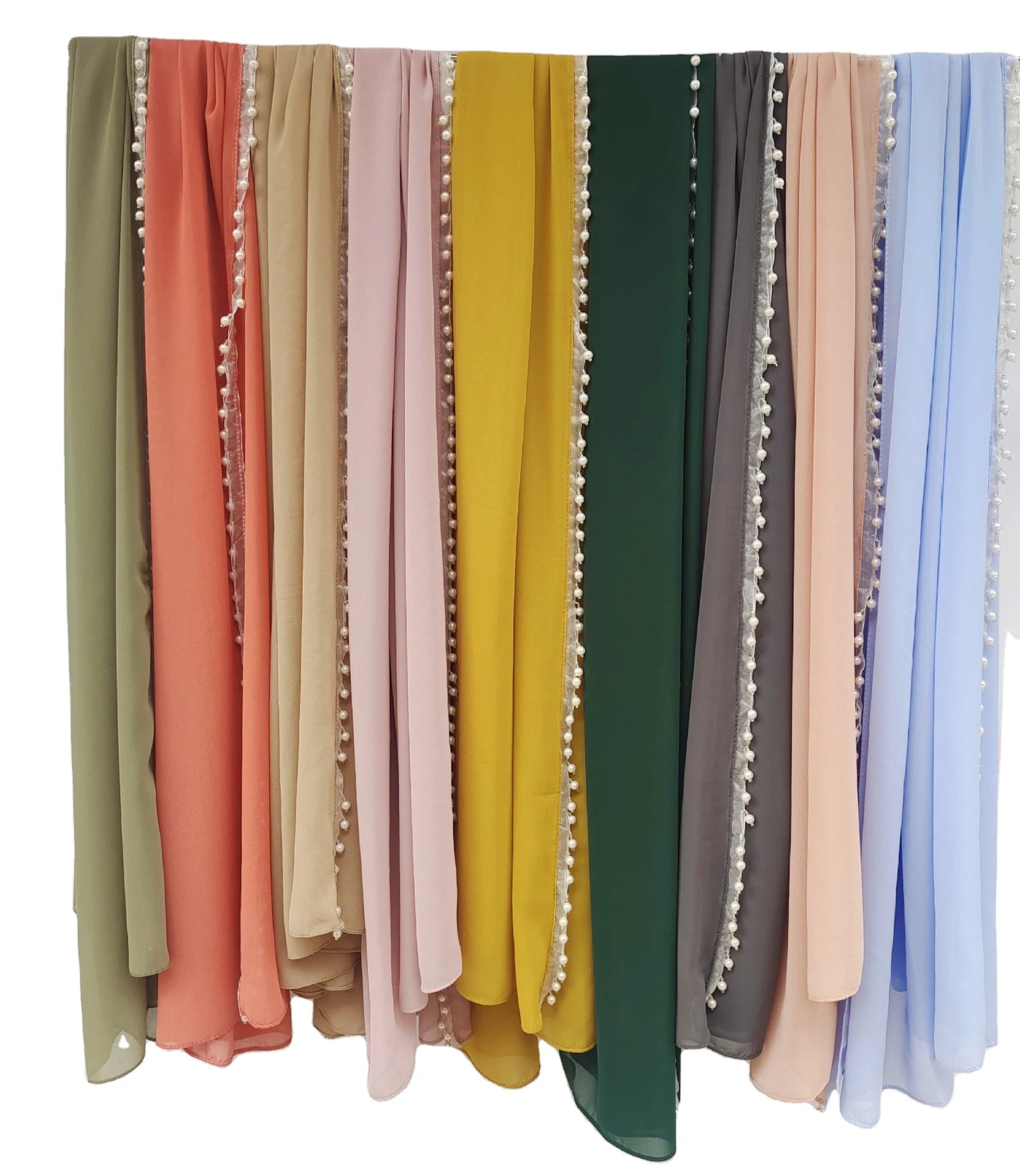 Women's Soft Chiffon Pearl Pendant Long Scarf Shawl Fashion Muslim Hijab Wrap Hijab Women's Soft Chiffon Pearl Pendant  Scarf