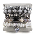 Fashion Designer Natural Stone 5pcs Crystal Glass Natural Stone Chip Stone Beaded Bracelet Star Charm Stack Bracelet Sets