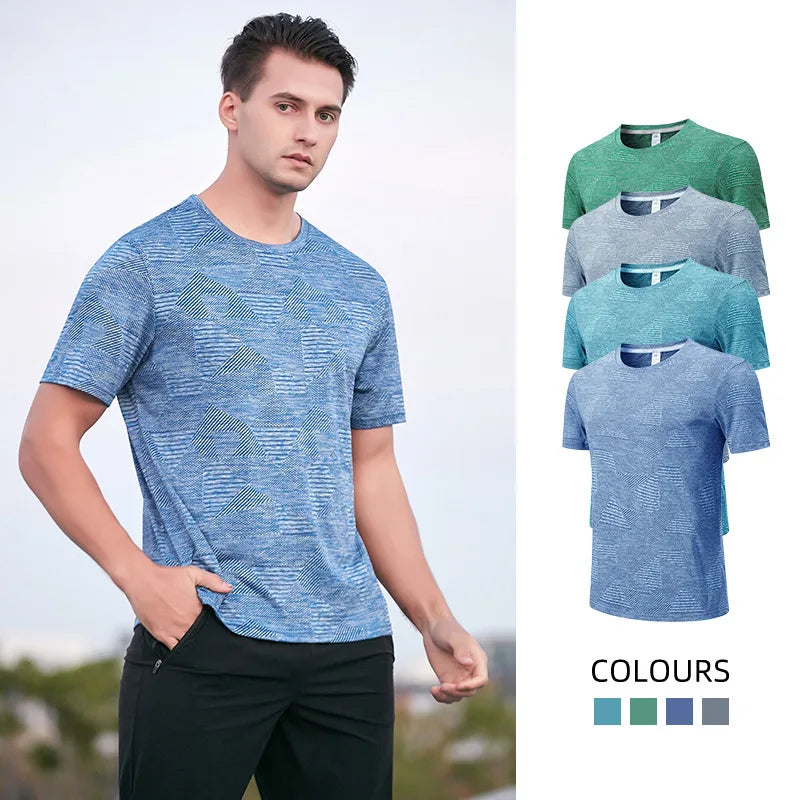 Summer Outdoor Oversized T-shirt Men Printed Quick Dry Casual Oversized Running Gym Cloths Tops Mans