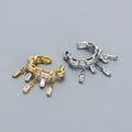 925 Sterling Silver No Piercing Jewelry Rectangle Diamond Tassel Cuff Earrings for Women Girls