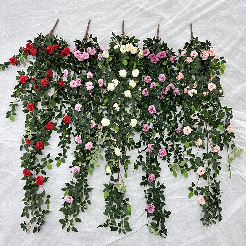 High-end Artificial Rose Rattan Decoration Wall Hanging Flower  for Wedding Wall Decoration Flower Material