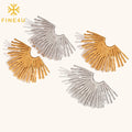 2024 Trending Oversized Fashion Jewelry Gold Plated Exaggerated Rays Scalloped Stainless Steel Stud Earrings