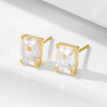 Fashion Anniversary Wedding Jewelry S925 Sterling Silver Gold Plated Emerald Cut Geometric Square Zircon Stud Earrings Wholesale