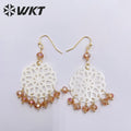 WT-MPE093 WKT2023 Classic Vintage Round Beads Tassel Refined Shell Earrings for Birthday Day Present Ear Loop