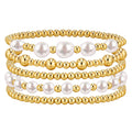 Go2boho Bohemian Luxury Fashion Copper Bead Healing Imitation Pearl Bead Bracelet Set
