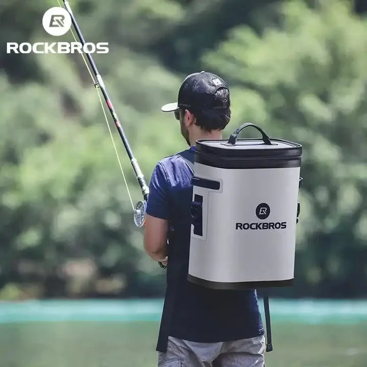 ROCKBROS Summer Picnic BBQ Cooler Bag Totally Waterproof 20L Large Capacity Cold Drinks Backpack Fishing Road Trip Cooler Box