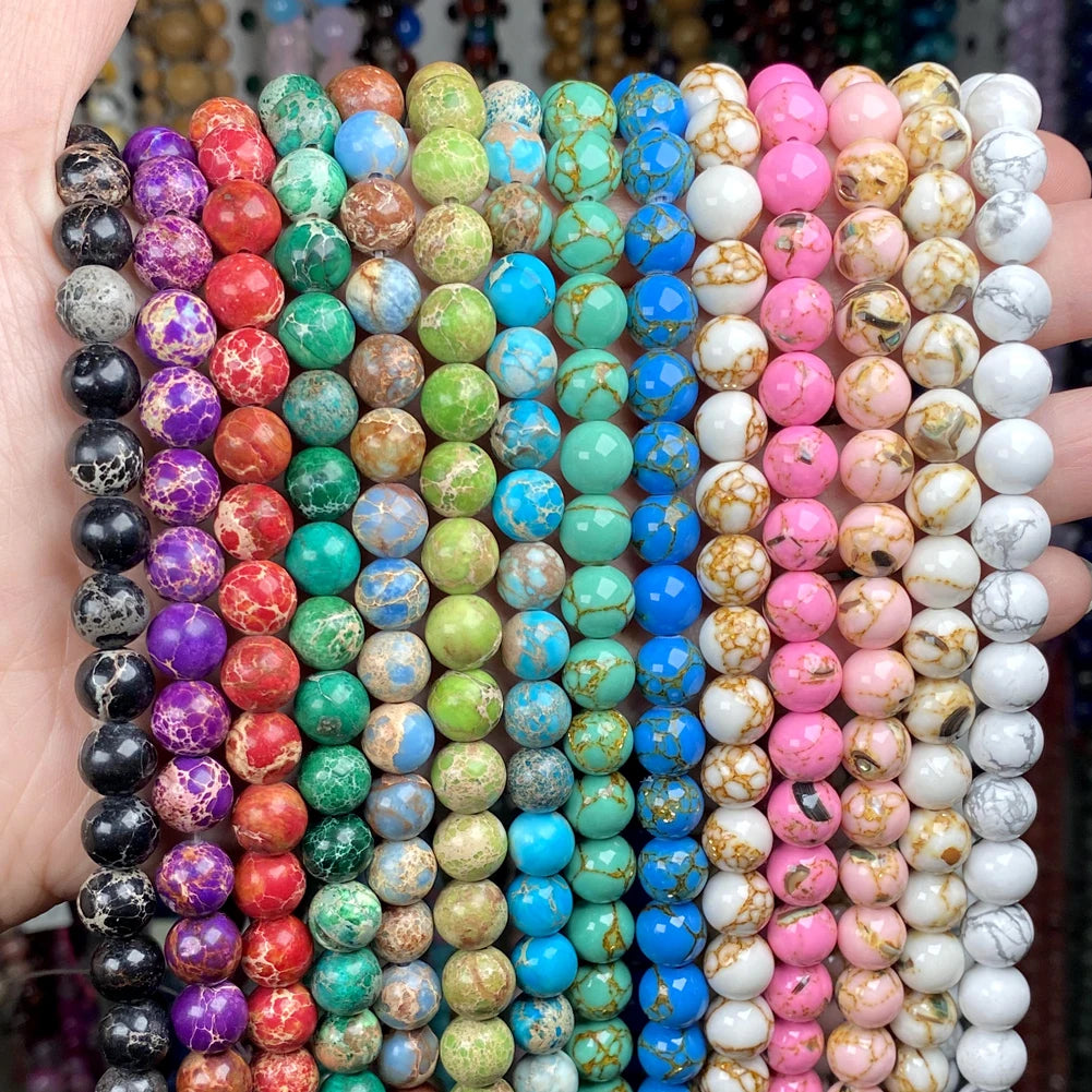 Natural Stone Beads Howlite Turquoises Jaspers Loose Shell for Jewelry Making DIY Bracelet Necklace Accessories