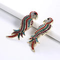 Exaggerated Diamond Animal Bird Dangle Earrings Crystal Rhinestone Parrot Birds Earrings Dangling
