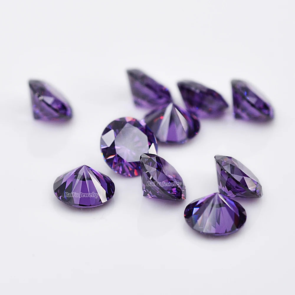 Baifu Jewelry Top Quality Round 3mm Amethyst Cz Gemstones