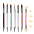 TAMAX NAK017 Double Nail Art Drawing Design Acrylic Brush Dotting Stick Head Manicure Kits with Sponge Head