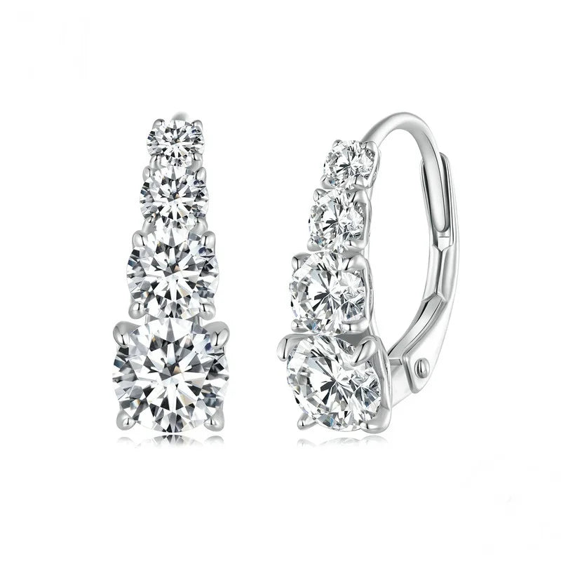 Ready to Ship Moissanite Hoop Earrings 18K Gold Plated Lab Grown Diamond Clip on Earrings Sterling Silver