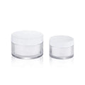 Wholesale 50ml/100ml White Clear Empty PET Plastic Cosmetic Skin Day Night Cream Ointment Jar Cream Jar with Liner