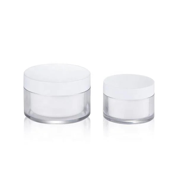 Wholesale 50ml/100ml White Clear Empty PET Plastic Cosmetic Skin Day Night Cream Ointment Jar Cream Jar with Liner