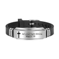 Men Cross Bangle Jesus Scripture Christ Christian Bible Verse PrayerSilicone Bracelet Adjustable