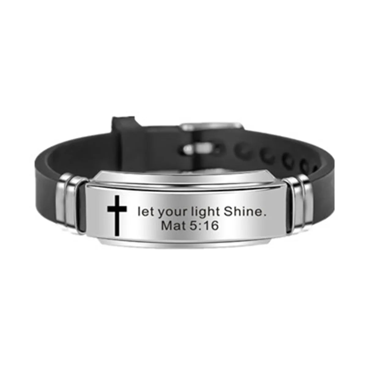 Men Cross Bangle Jesus Scripture Christ Christian Bible Verse PrayerSilicone Bracelet Adjustable
