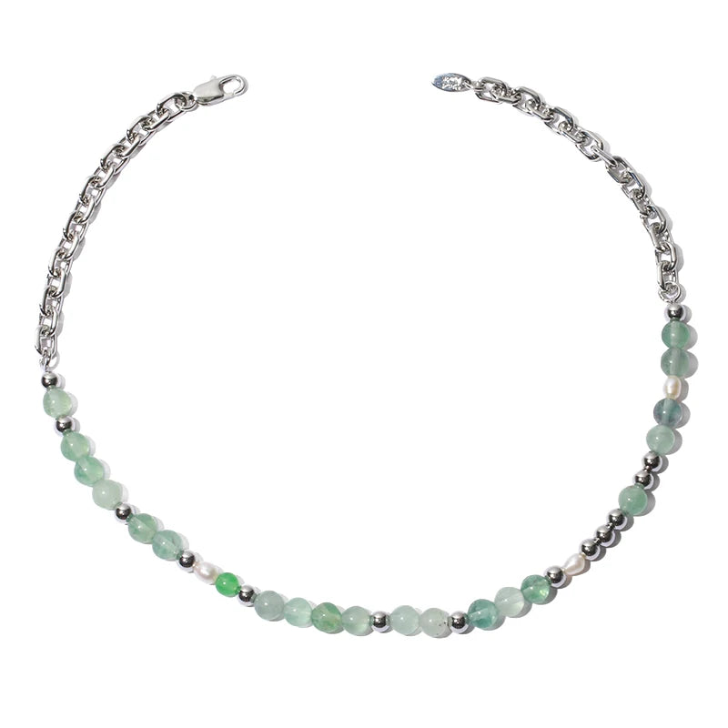 New Arrival Oriental Cyan Natural Stone Chain Necklace Minority Natural Pearl Bead Necklace for Women