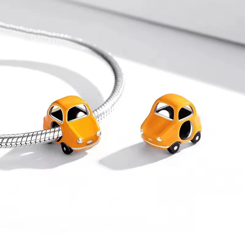 Fine Jewelry Travel Theme 925 Sterling Silver DIY Resin Dangle Car Bead Charms