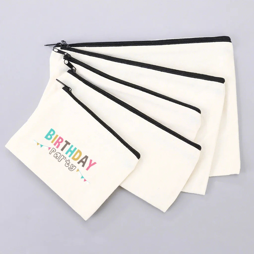 Custom Logo Print Luxury Cotton Canvas Makeup Bag with Zipper Fashionable for Birthday Party Gift