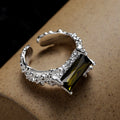 ICEBELA Jewelry Luxury S925 Sterling Silver Texture Ring Female Olive Beryl Silver Fine Jewelry Fingers Korean Rings for Women