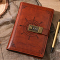 Customizable Vintage Handmade Sailing Travel PU Leather Lockable Journal Business Diary Notebook With Lock