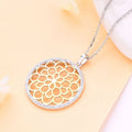 Fine Jewelry 925 Sterling Silver Round Zircon Ladies Charm Rhodium Plated Flower Pendant Necklace for Party