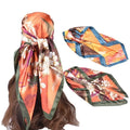 Large 35*35 Inches Silk Satin Floral Fashion Lightweight Soft Bandana for Women Casual Use