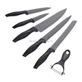 6-Piece Stainless Steel Sharp BLACK Speckled MARBLE Coated NON-STICK 6 Piece KNIFE Set