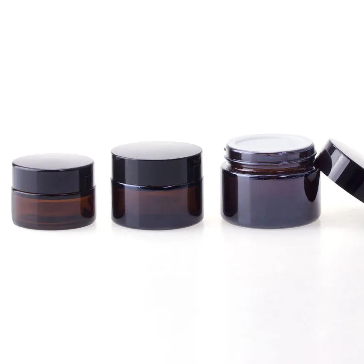 5g 10g 15g 30g 50g 100g Amber Glass Eye/face Cream Jar With Black Cap MegaBDM