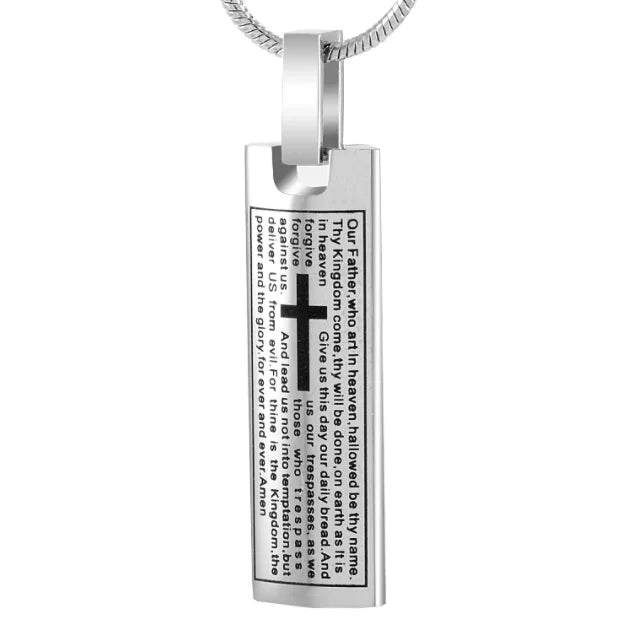 Stainless Steel Ash Cremation Pendant Bible Cross Necklace Memorial Urn Ashes Holder bar Keepsake Bible Jewelry Urn Cremation