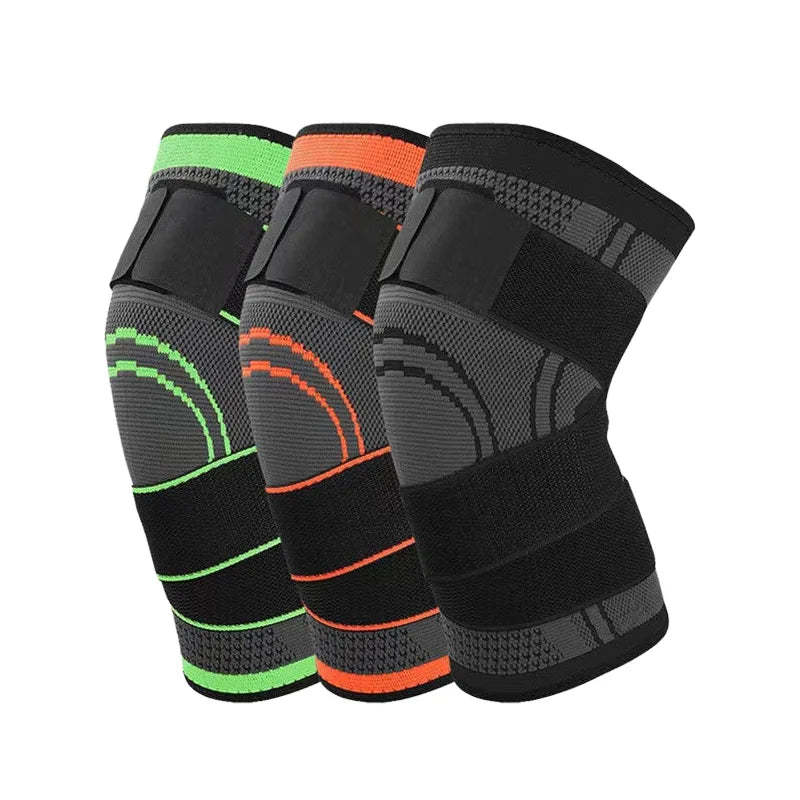 Nylon Knee Sleeve Brace Adjustable Strap Knitted Knee Support With Bandage