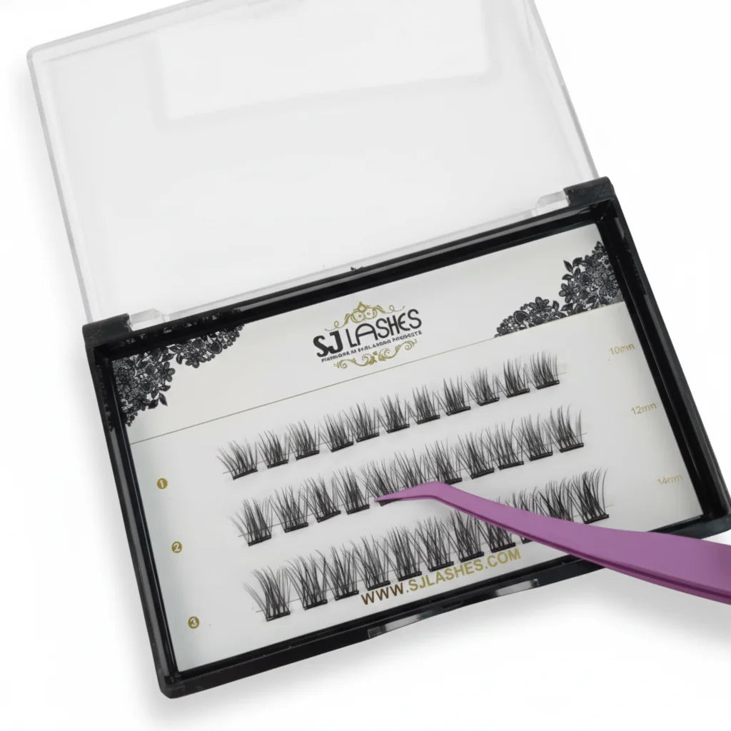 Private Label Stainless Steel Non Sticky Tweezers for Pre Glued Cluster Lashes No Glue Lashes Applicator