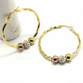 New Arrival Women Jewelry Twist Stainless Steel Round Clip on Earrings Big Crystal Bead Round Hoop Earrings