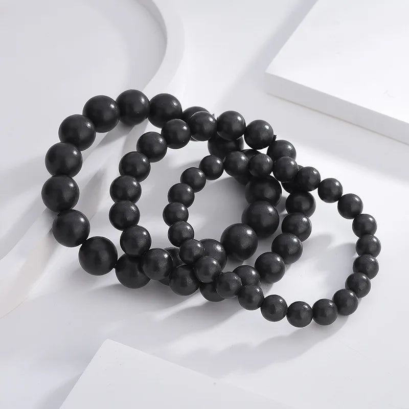 6/8/10mm Natural Shungite Bead Bracelet Stretchy From Karelia Region Russia Against EMR EMF Protection