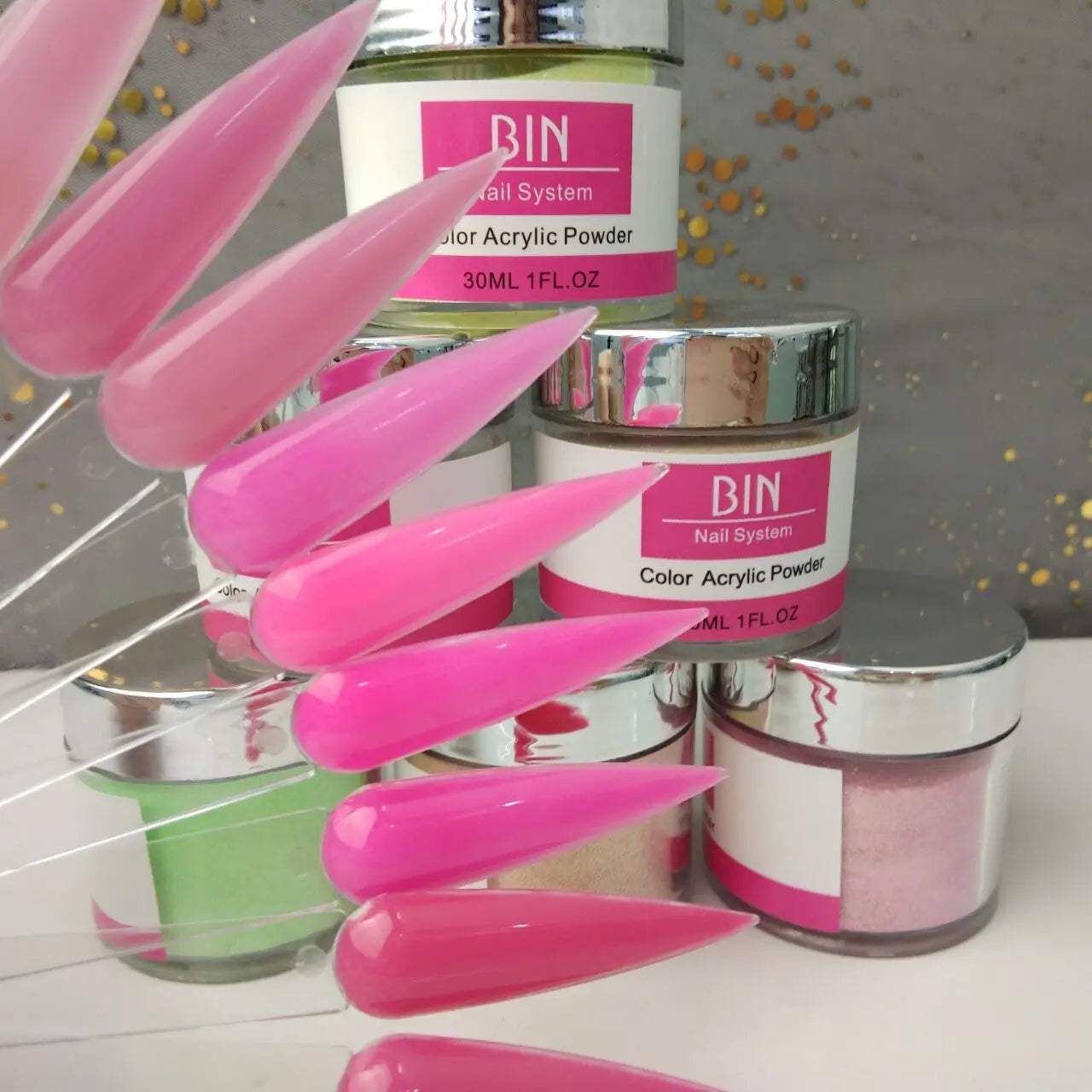 BIN Professional Best Quality Jar Color Acrylic Powder for Nail Cover Powder