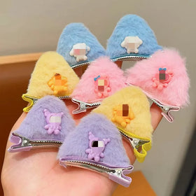 New Plush Cat Ears Hairpins Girls Cute Hair Clips Hair Accessories Women Sweet Barrettes Kids Fashion Ornaments Gift