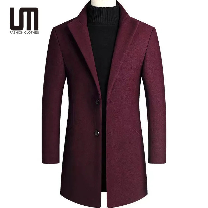 Liu Ming 2025 Trending Fashion Autumn Winter Men s Clothing Thick Long Windbreaker Stand Collar Trench Woolen Coat