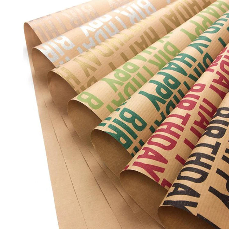 Set of Brown Recycled Kraft Paper Jute Pulp Folding Recyclable Gift Wrapping Paper