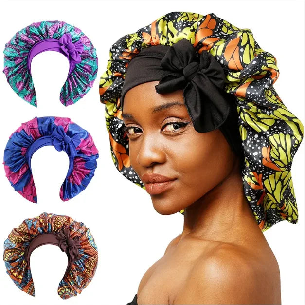 Long Curly Braid Hair Large Satin Bonnets Braids for Sleeping Black Women Bonnet With Tie