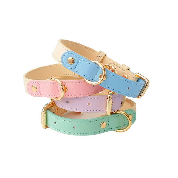 Luxury Real Leather Dog Collar with Leashes Set Eco-Friendly Soft & Breathable Padded for Modern Pets Personalized Style